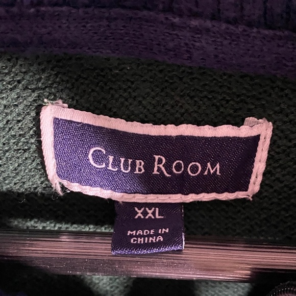 Club Room Men’s XXL Green Quarter-Zip Sweater 100% Cotton Knit Pullover - Picture 3 of 8